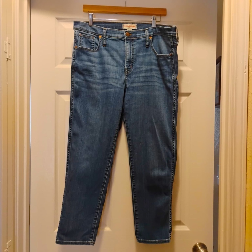 Madewell Stovepipe Straight Jeans Woman's Size 32 High Rise Denim Blue